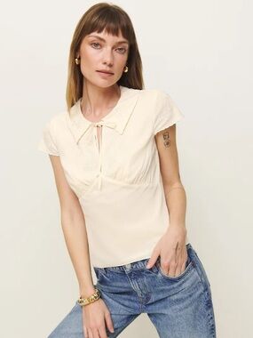 NWOT*Reformation Simonette Top Ivory size US 4